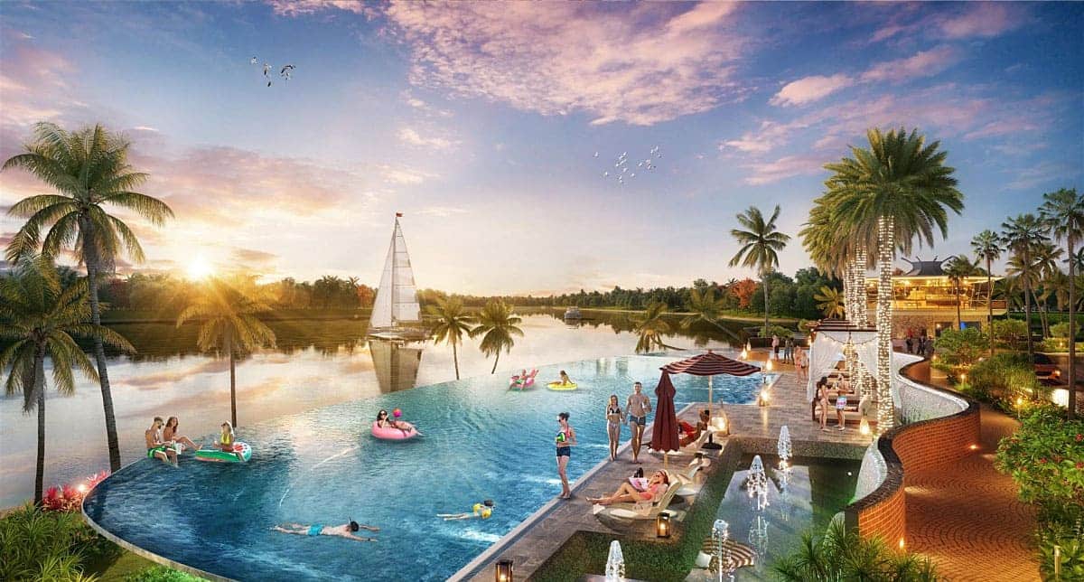 Bể bơi vô cực hướng sông tại Sunneva Island.